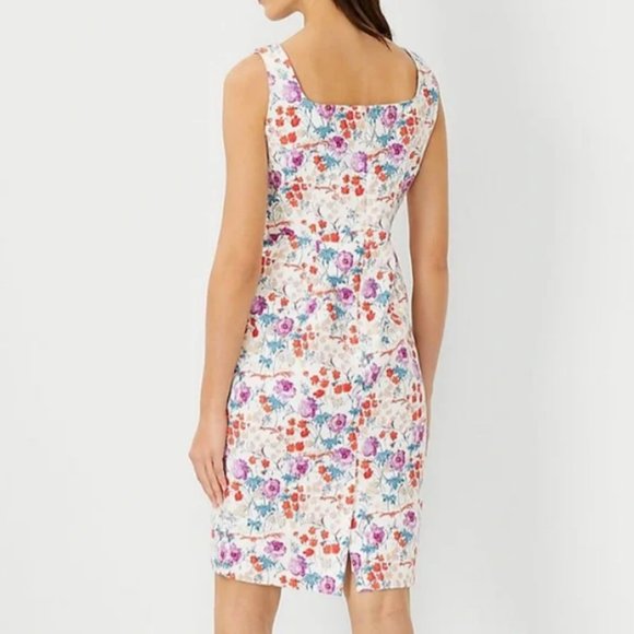 The Floral Sleeveless Square Neck Sheath Dress - Ann Taylor - Picture 4 of 4